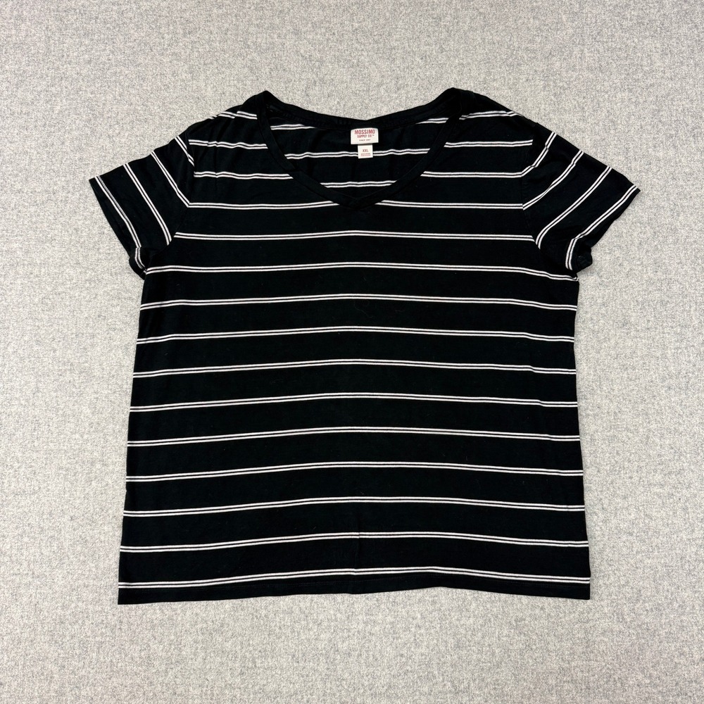 Mossimo Supply Co | Striped V-Neck T-Shirt | XXL | Black White | Short Sleeve Te
